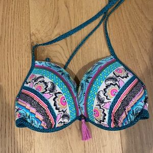 Teal paisley bikini top